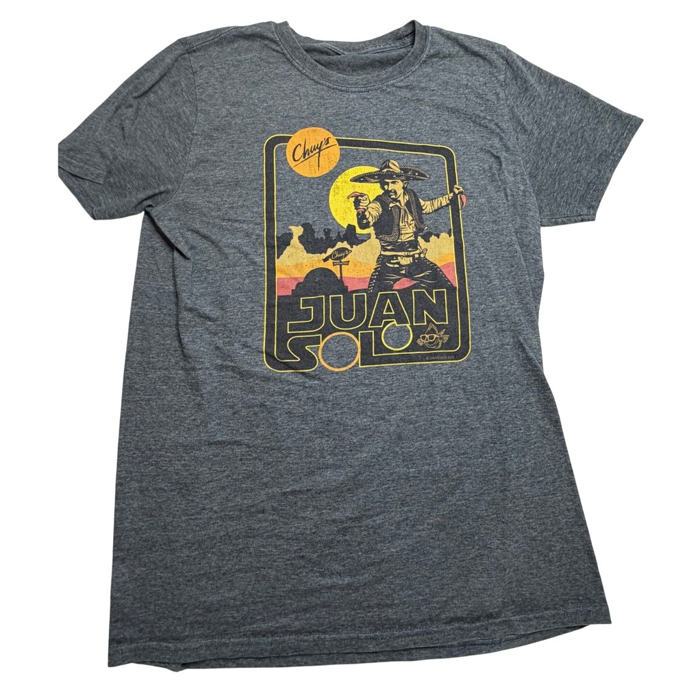 Chuy's Juan Solo Star Wars Parody Graphic T-Shirt Gray Mens Small